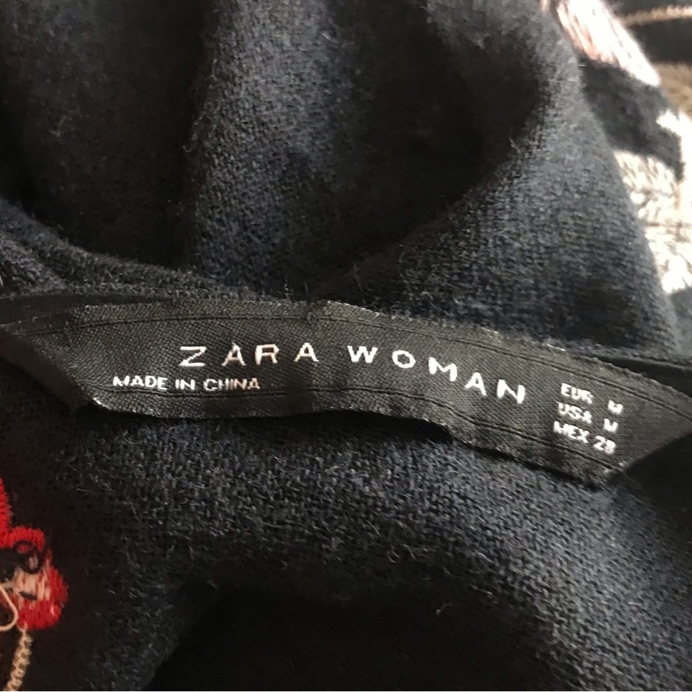 Zara Black Floral Embroidered Long-Sleeve Tunic Dress - Picture 15 of 15